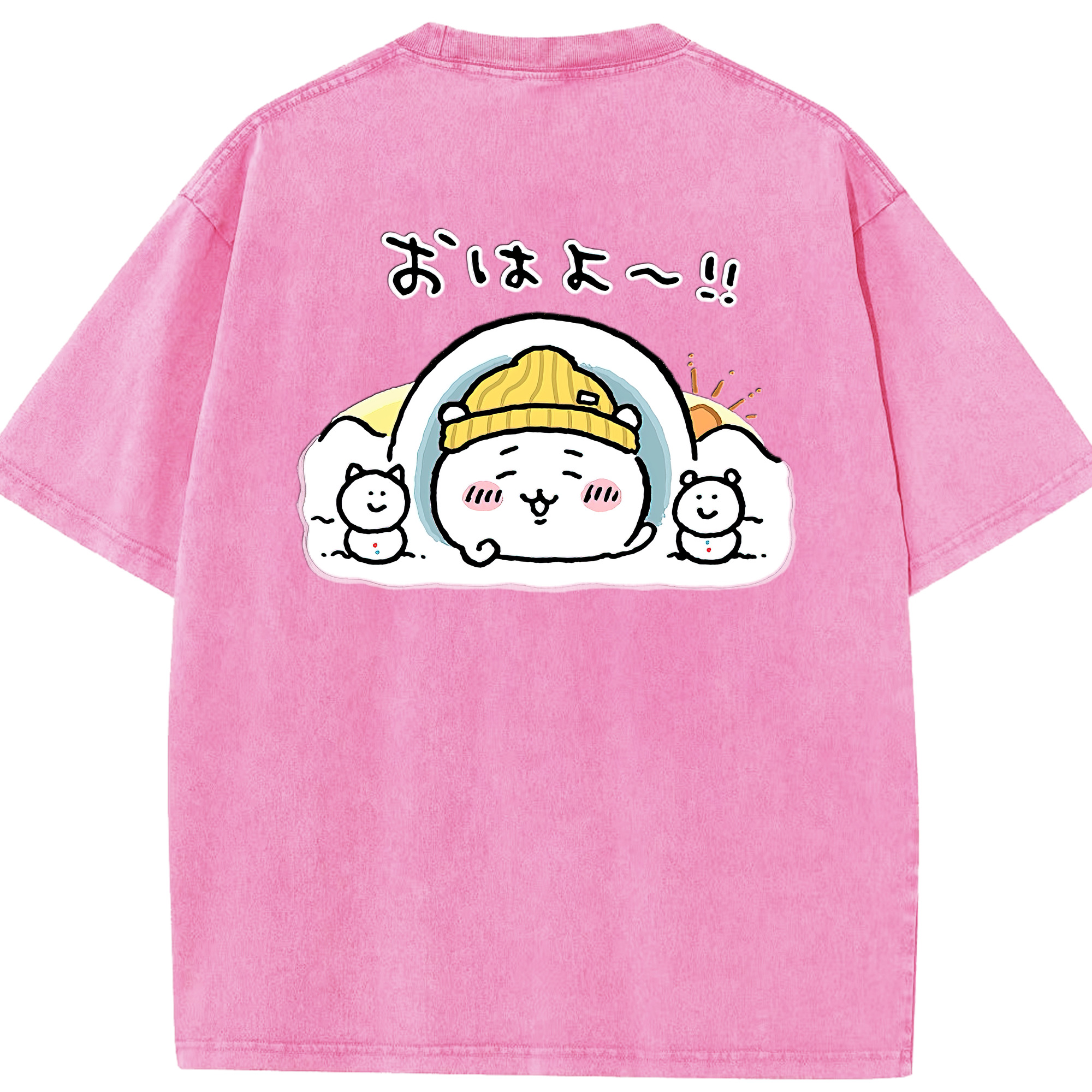（画像用） ちいかわ ちいかわ Chii-kawa chiikawa 綿100% ヴィンテージ風 半袖Tシャツ（背面プリント）